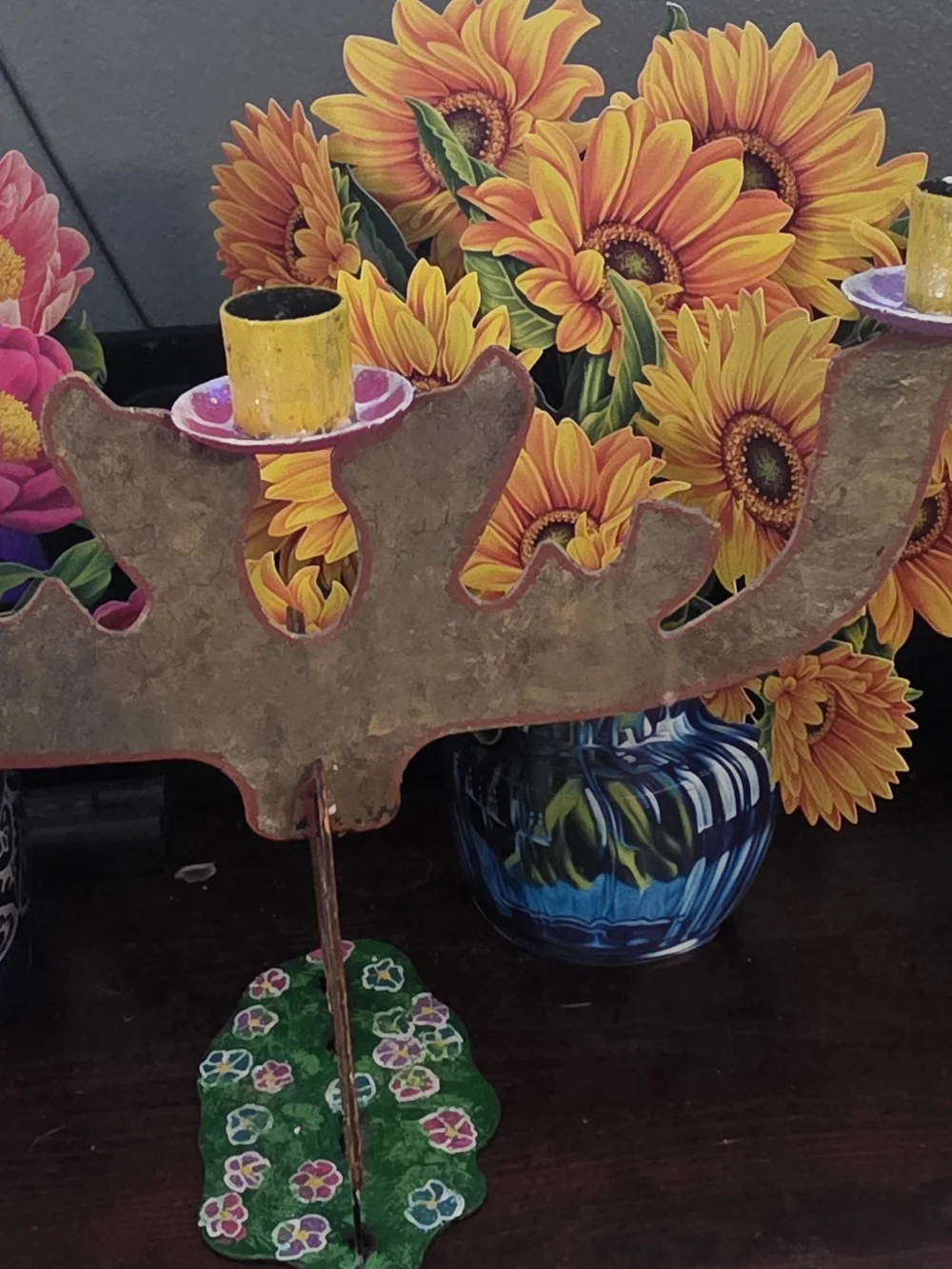 Hand-Painted Moose Candle Holder | One-of-a-Kind Rustic Woodland Decor